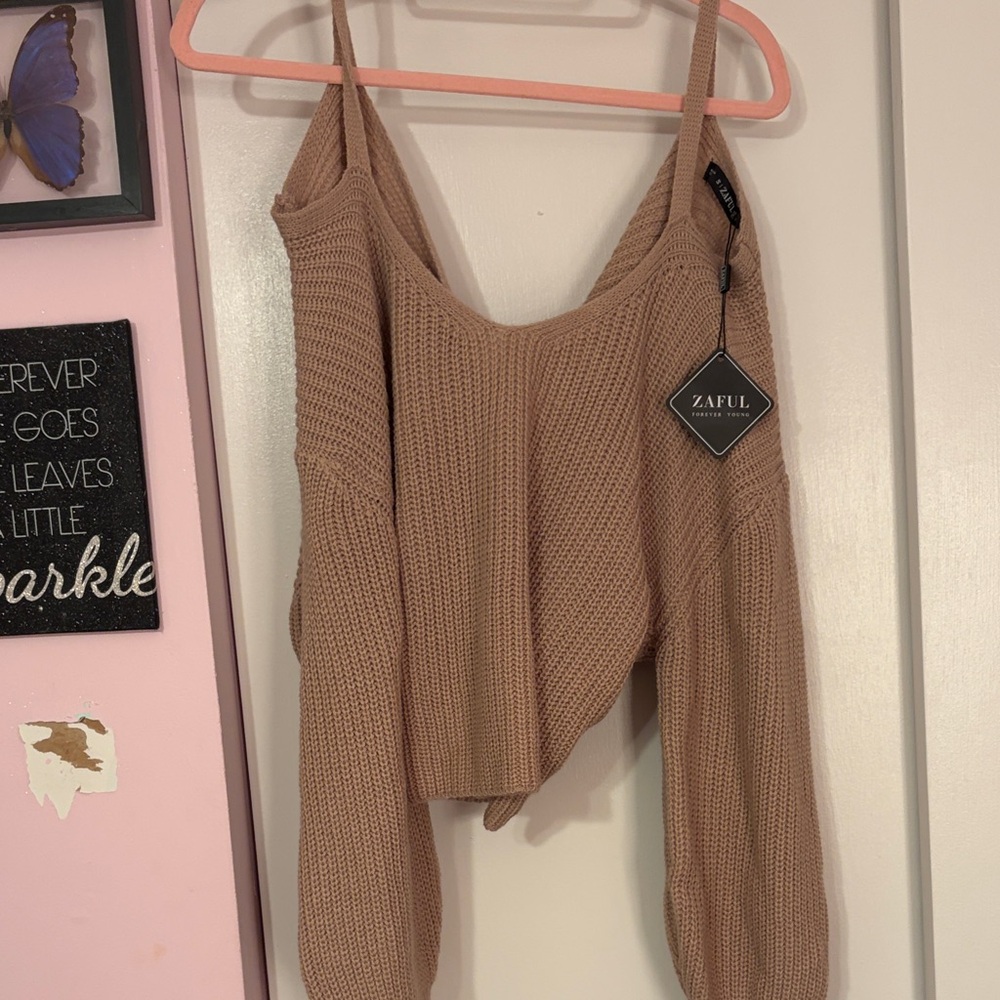 Zaful Women's Beige Knit Crop Top